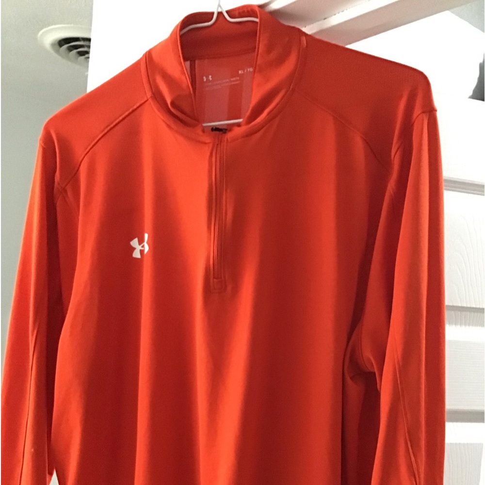 Under Armour orange 1/4 zip pullover EUC